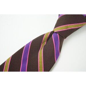 Kuhlman Bright Multicolor Striped 100% Silk Tie Made in Italy